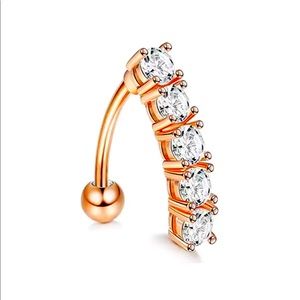 14k Rose Gold Plated Sapphire Belly Button Ring